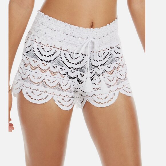 miken Other - Miken Scalloped Lace Cover-Up Shorts White Size L 5475